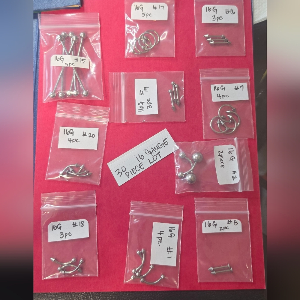 30 piece stainless steel body jewelry lot